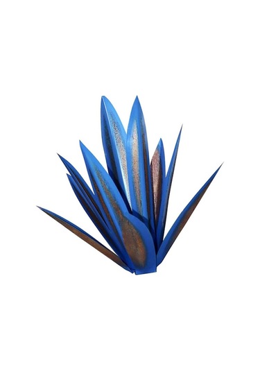 Ev Bahçesi Dekorasyonu: Dayanıklı Metal Agave Bitki Süsü, Mavi, 27 Cm