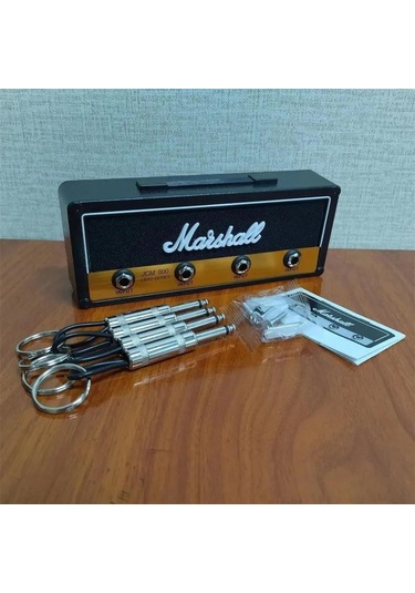Yuntech01 "marshall Duvar Anahtar Takımı - 4 Telli Gitar Plug Desenli Anahtar Asma Aleti" Siyah