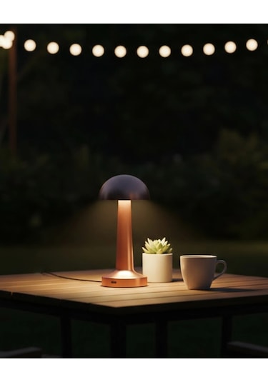 Modern Bronz Masa Lambası 3 Renk Led Dokunmatik Şarjlı Model Renkli