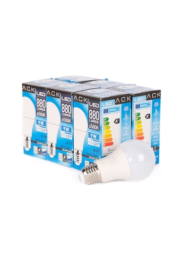 Ack 9w Led Ampul 6500k Beyaz Işık E27 6'lı Eko Paket