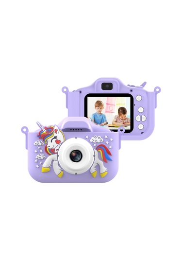 Kangvka Çocuklar İçin 48mp Çift Kameralı 1080p Hd Dijital Fotoğraf Makinesi, 2.0 Ips Ekran, 32gb Hafıza Kartı, Otg Özellikli, Mor