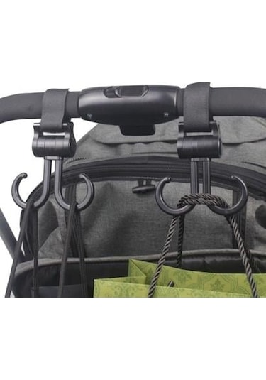 Buffer 2li Bebek Arabasına Uyumlu Cırtlı Eşya Taşıma Aparatı 360 Derece Dönebilen Plastik Kanca Diğer