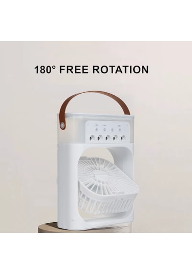 Leezsing Masaüstü Soğuk Hava Fanı Nemlendirici Mini Hava Soğutucu Sis Püskürtücü 3 Ayarlanabilir Rüzgar Hızı Renkli Gece Lambası İle 3 Ayarlanabilir Diğer