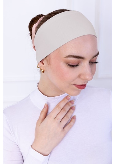 Kaymayan Silikonlu Bandana Bone - Sportif Saç Bandı-açık Bej Açık Bej