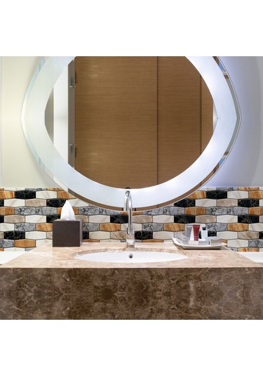 Gajeena 3d Renkli Tuğla Desenli Pvc Otostik Duvar Kağıdı - Mobilya Yenileme, Mutfak Zirve, Masa Üstü Koruması - 10 Adet Paket Diğer