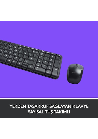 Mk220 Kablosuz Türkçe Klavye Mouse Seti - Siyah