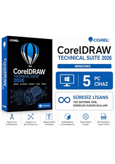 Corel Coreldraw Technical Suite 2026 Windows - 5 Pc Süresiz Dijital Kod