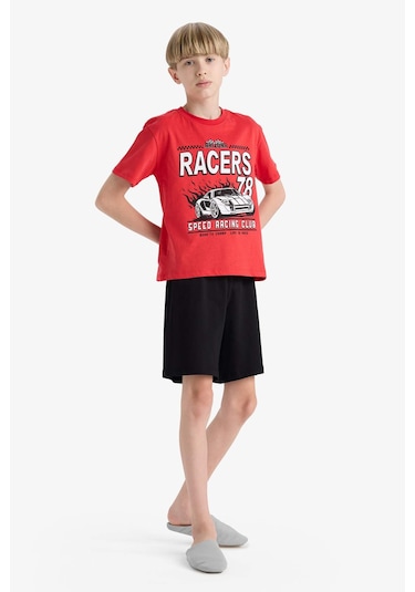 DeFacto Erkek Çocuk Pijama Takımı Kısa Kollu Üst Esnek Belli Şort F1734A825HSRD63