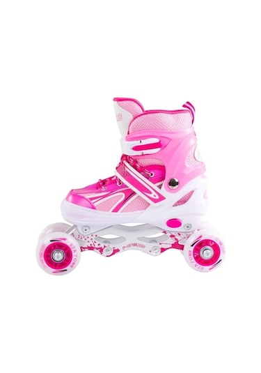 Paten Ayarlanabilir 2+2 Ve 2+1+1 Işıklı Metal Gövde Alıştırma Pateni Çantalı Mavi