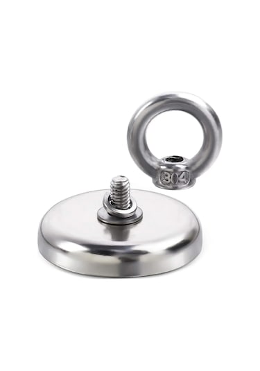 Ay Magnet Güçlü Halkalı Neodyum Pot Mıknatıs Çap 42mm Kurtarma