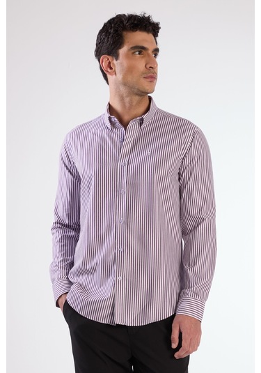 Mavi Kare Desen Erkek Gömlek - Regular Fıt Mavi