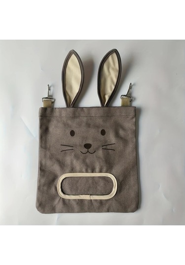 Fochsia Büyük Asılı Kuru Ot Çantası Gri - Tavşan, Gine Domuzu, Sürüngenler İçin Sağlam Yemlik, Kapaklı, Kulplu