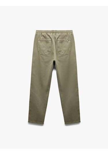 Koton Cep Detaylı Pamuklu Straight Fit Beli Bağcıklı Gabardin Pantolon Haki 6wam40045hw Haki