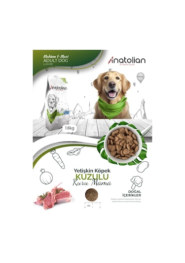 Anatolian Premium Kuzulu Medium Maxi Yetişkin Köpek Maması 18 KG