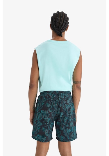 Defacto Defactofit Regular Fit Baskılı Esnek Dokulu Kısa Boy Sporcu Deniz Şortu A4185ax25hsbk81 Siyah
