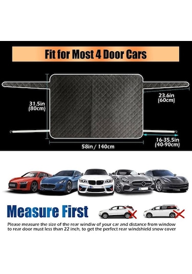 140 X 80cm Araç Arka Camı Kalınlaştırılmış Güneş Kalkanı Tüm Hava Koşullarına Karşı Koruyucu Kapak Gümüş