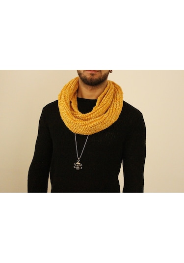 Boldy Örme Boyunluk Triko Atkı Hardal Unisex (528290235)