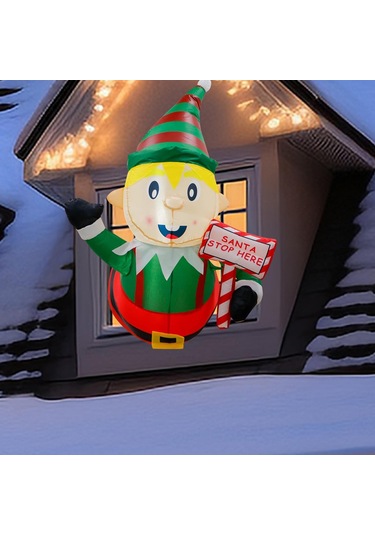 Suntek Yılbaşı Şişme Elf Işıklı Patlatma Veranda Ev Yükseklik 120 Cm
