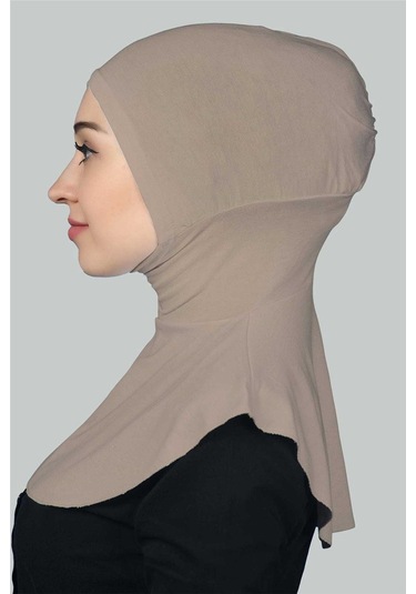 Kadın Tesettür Pratik Boyunluklu Hijab - Sporcu Bone Açık Vizon