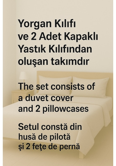 Çift Kişilik Desenli Nevresim + 2 Adet Kapaklı Yastık Kılıfı Lacivert