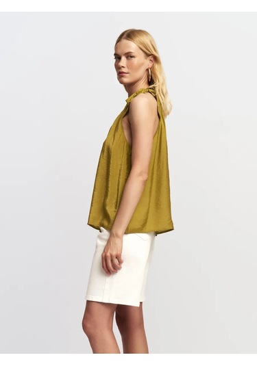 Zolla Kadın Keten Kolsuz Bluz Üst 437028303