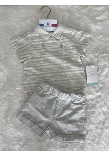 Toscana Yakalı Şortlu Takım Gri