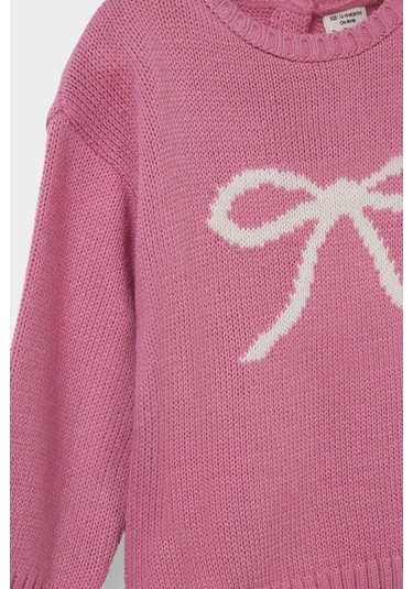 Defacto Kız Bebek Bisiklet Yaka Baskılı Kazak C8089a525aupn161 Pembe