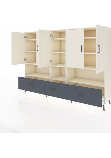 Hyperion Dolap 12 Raflı 3 Çekmeceli 5 Kapaklı 220x44x163 Aytaşı-a Aytaşı-aytaşı/antrasit