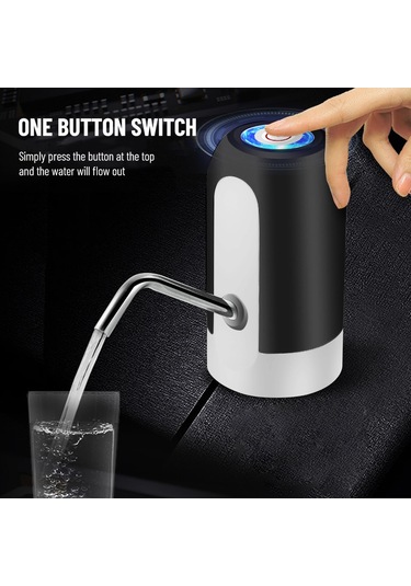 Leezsing Otomatik Elektrikli Su Pompası Galon Su Sebili Şarj Edilebilir Evrensel Gürültüsüz Su Isıtıcısı Pompası Usb Kablosu Siyah