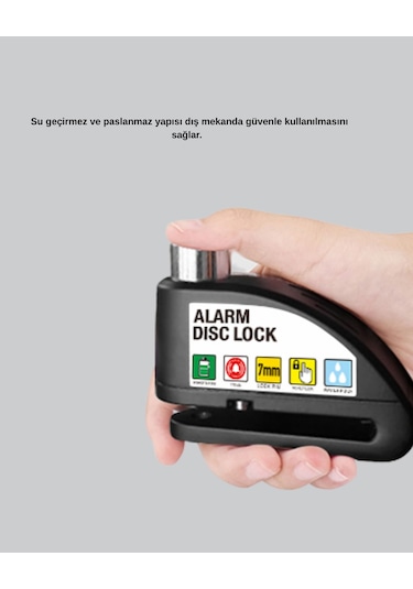 Titreşim Sensörlü Alarmlı Motosiklet Disk Kilidi 14mm Çelik Çift Kilitleme