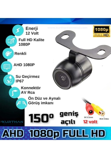 Ahd 1080p Kelebek Kamera 150'' Geniş Açılı Lens 12 Volt