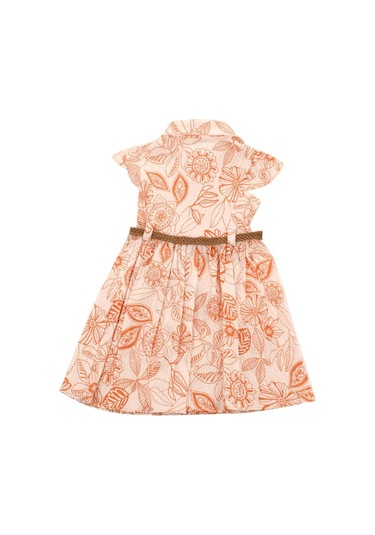 Desenli Bürümcük Kız Elbise Turuncu Bipamuk 001