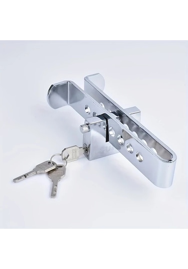 Elmpaly 9 Delik Araç Çalışma Önleyici Kilit Paslanmaz Fren Debriyaj Pedal Kilidi 3 Anahtarlı Güvenlik Koruma Aracı