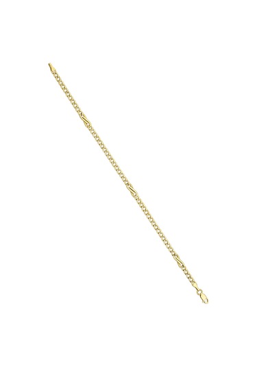 14 Ayar Altın Gurmet Zincirde Fiyonk Detaylı Bileklik Beyaz Altın