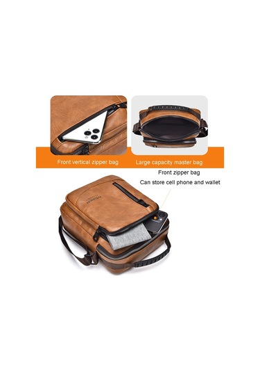 Sones Weıxıer D288 Büyük Kapasiteli Günlük Çapraz Çanta İş Su Geçirmez Tek Omuz Çantaları Açık Kahverengi