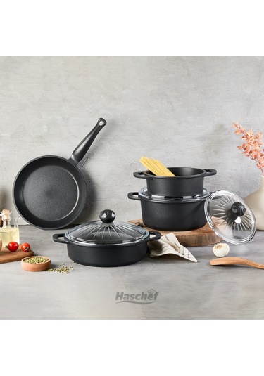 Elmas Döküm 7 Parça Set Siyah