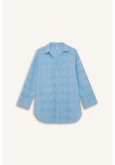 DeFacto Regular Fit Pamuklu Brode Plaj Gömleği-Fall in Love C0506AX25SMBE93 DeFacto Regular Fit Pamuklu Brode Plaj Gömleği-Fall in Love C0506AX25SMBE93