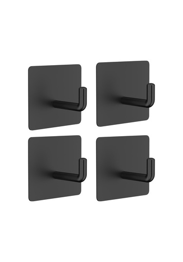 Dancemonkey Siyah Paslanmaz Çelik 4'lü Duvara Monte Kancalar Mutfak/banyo Asma Kancası 304 Wf Siyah