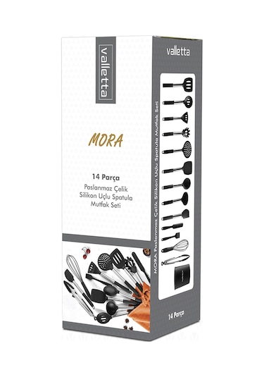Valletta Mora 14 Parça Paslanmaz Çelik Silikon Uçlu Spatula Seti