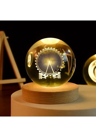 Dönme Dolap Tasarımlı Işıklı Cam Küre Çok Renkli