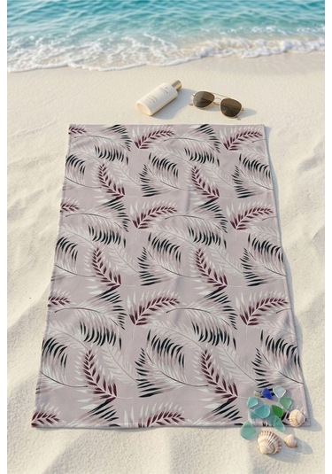 Modern Botanik Pembe Plaj Havlusu 70 X 150 Cm Pembe
