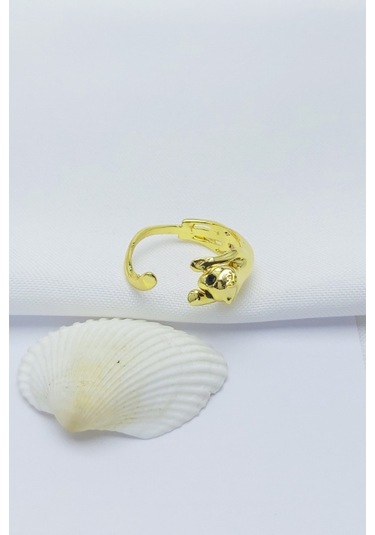 Caisya Altın Kaplama Özel Seri Kedi Figürlü Çelik Yüzük Altın