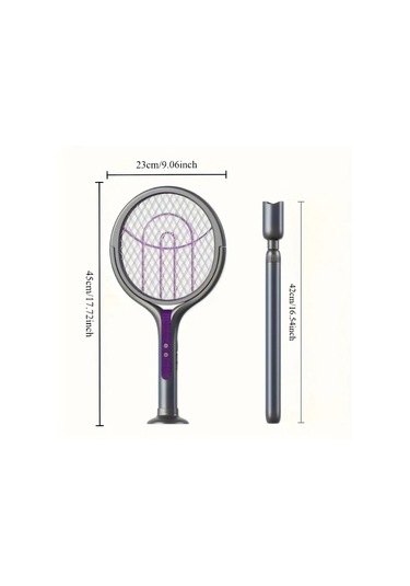 Boatshop1 Teleskopik Uzatma Çubuğu Mor Katlanabilir Şarj Edilebilir Elektrikli Sinek Raketi Ve Mor Işık Uzatmalı Sopa Ev Ofis Kamp İçin