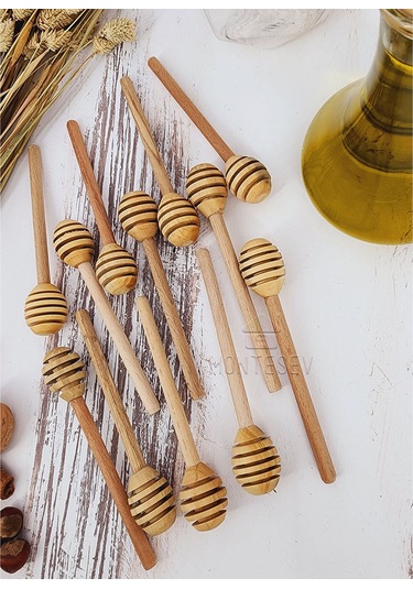 Ahşap Tahta Servis Ağaç Bal Reçel Kaşığı 12 Li
