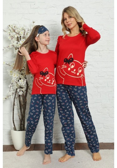 Alimer Kız Çocuk Bisiklet Yaka Uzun Kollu Pijama Takım Edy5157Uy