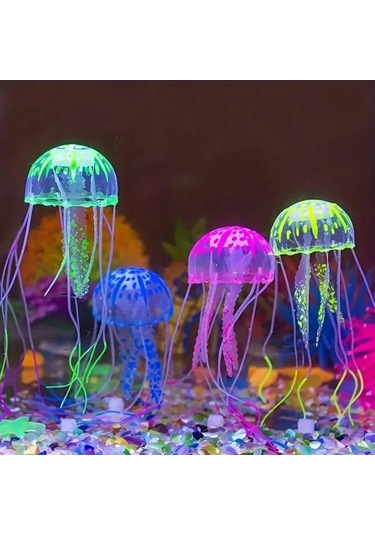 Youmex Küçük Turuncu Simülasyon Medusa - Akvaryum Dekorasyonu - Su Tankı Görünümü Güzelleştirici Figür