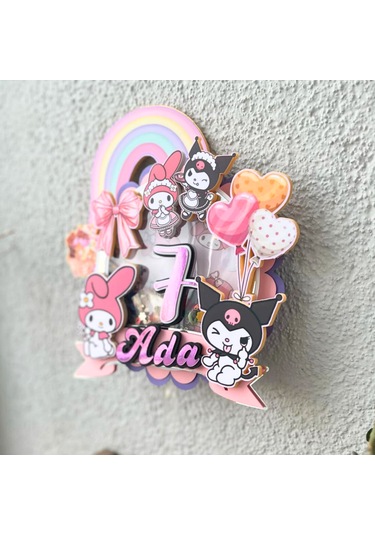 My Melody Kuromi Temalı Kız Çocuk Doğum Günü İsme Özel 3d Pasta Süsü Cake Topper Çocuk
