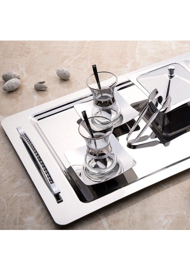 Nehir Rana Sade Çelik Çay Tepsi 48x31