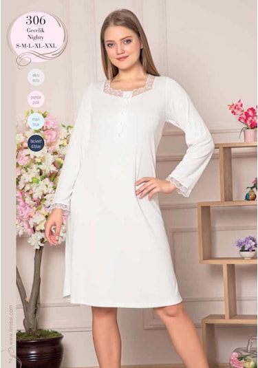Limissi 306 Ecru Hamile Lohusa Gecelik