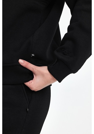 Odda Bisiklet Yaka Sweatshirt Siyah